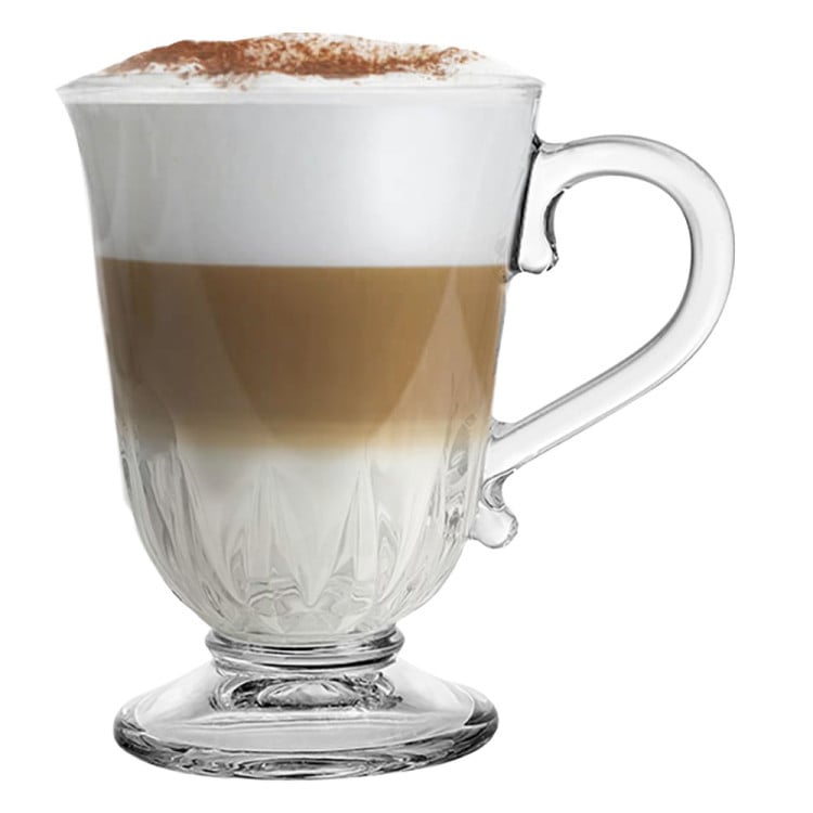 Szklanki z uchem 320 ml Altom Siena Pawie Pióro kubki do herbaty kawy latte macchiato komplet 6 sztuk z łyżeczkami