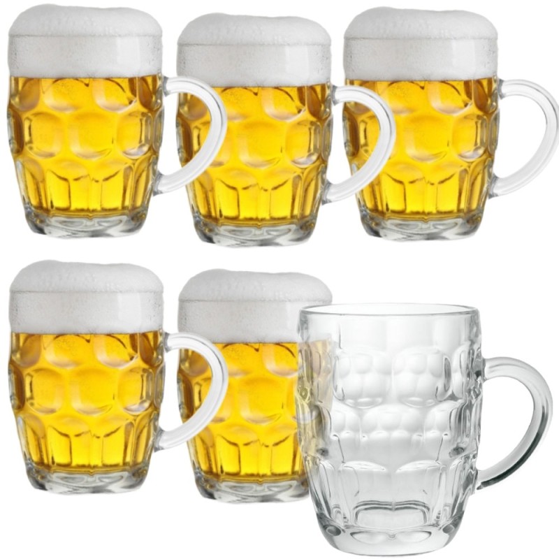 Kufle do piwa 540 ml Galicja Nixon z uchem szklany zestaw kufli 6 sztuk