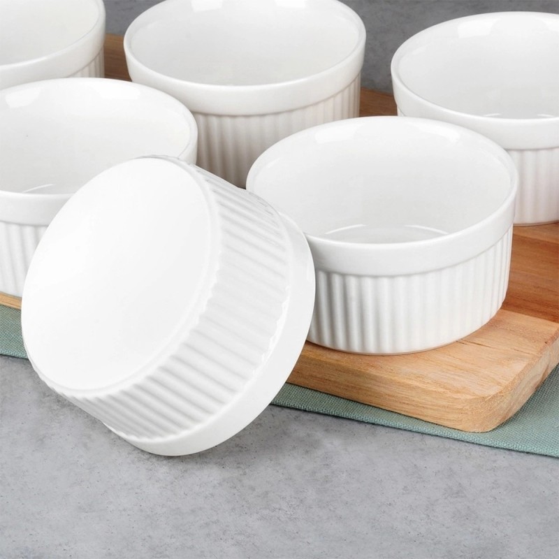 Kokilki do zapiekania 260 ml ramekin zestaw 10 sztuk salaterki miseczki pojemniki porcelanowe Brulee