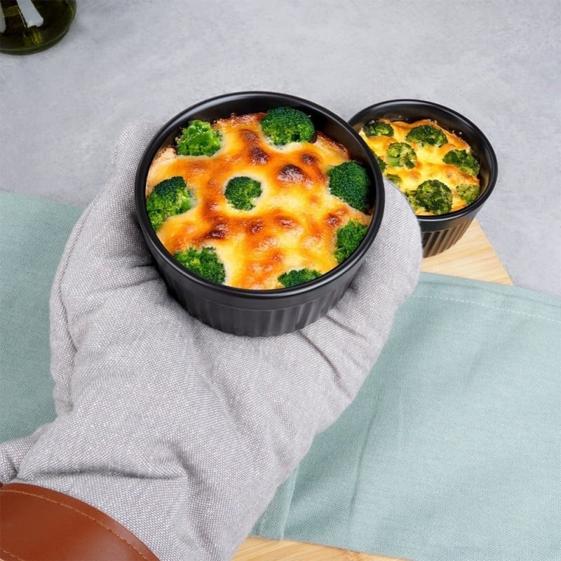 Kokilki do zapiekania 260 ml ramekin zestaw 6 sztuk salaterki miseczki pojemniki porcelanowe Brulee czarne