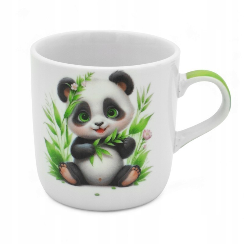 Zestaw obiadowy porcelana dla dzieci Bella Fiore 4 elementy Panda kubek talerzyk miseczka kieliszek na jajko