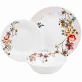 Serwis obiadowy 18 elementów Bestler białe talerze dla 6 osób wzór kwiaty