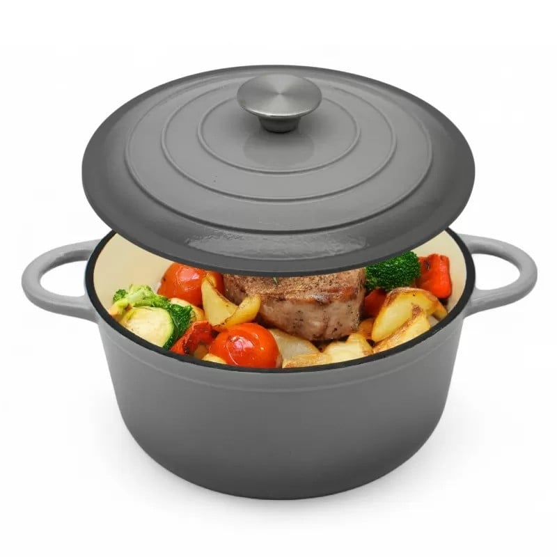 Garnek żeliwny emaliowany 2.5 L MeyerHoff kociołek szary 22 cm