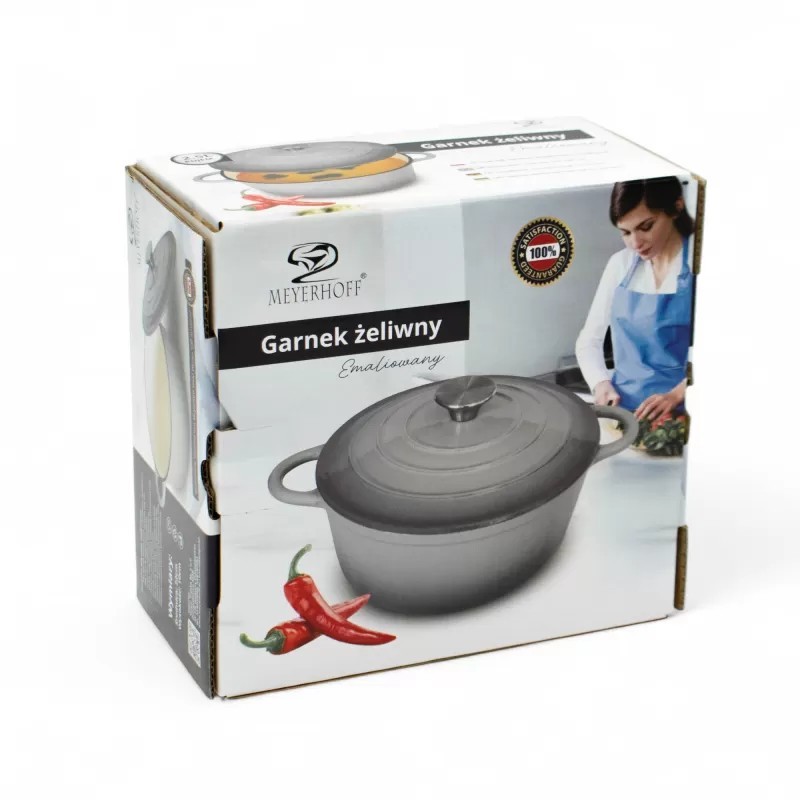 Garnek żeliwny emaliowany 2L MeyerHoff kociołek szary 20 cm