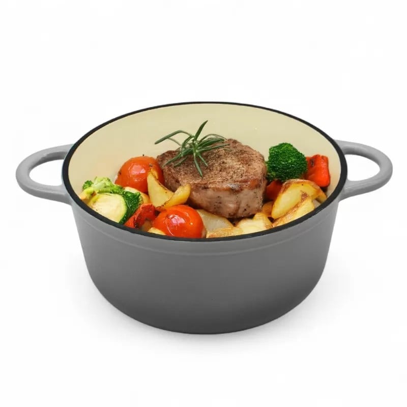 Garnek żeliwny emaliowany 3.7 L MeyerHoff kociołek szary 24 cm