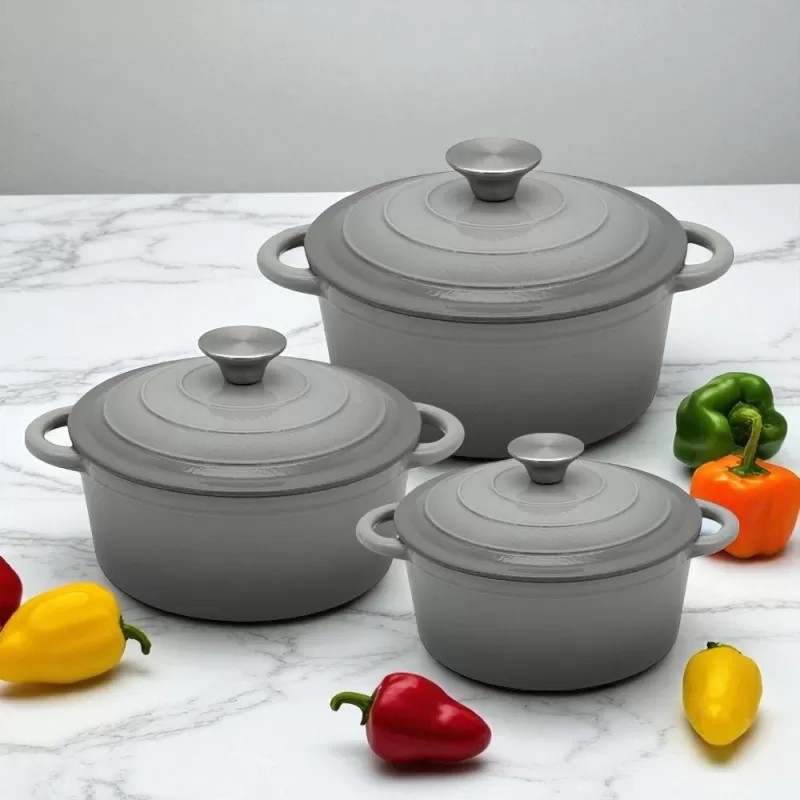 Garnek żeliwny emaliowany 3.7 L MeyerHoff kociołek szary 24 cm