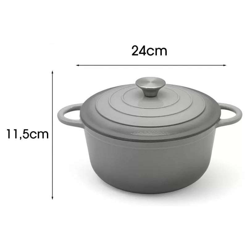 Zestaw garnków żeliwnych 20/22/24 cm emaliowane MeyerHoff kociołek żeliwny szare