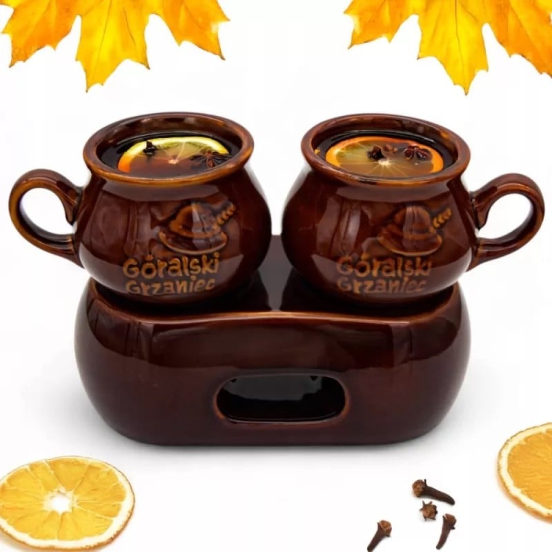 Zestaw 2x Kubek na grzane wino 300 ml Kubek kamionkowy do grzańca góralski Zestaw 2x Kubek na grzane wino 300 ml Kubek kamionkowy do grzańca góralski