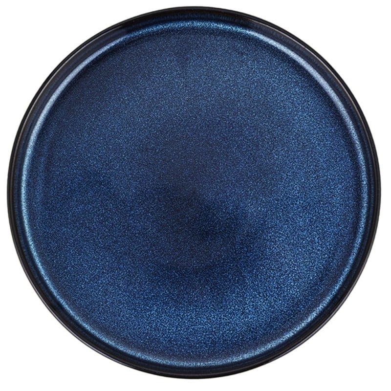 Talerz deserowy porcelanowy 21 cm Florina Evia Blue granatowy prążkowany modern