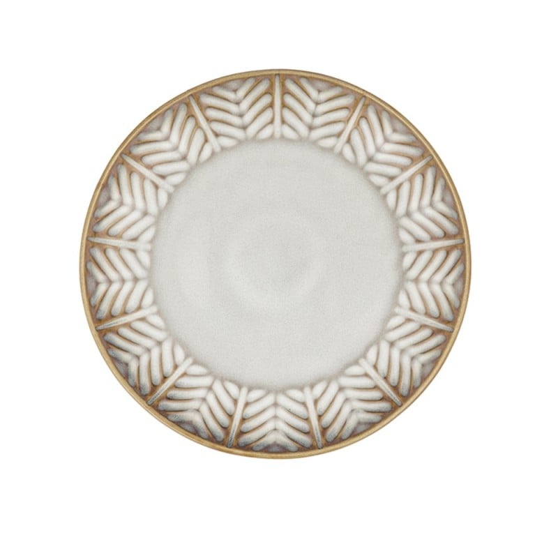 Serwis obiadowy porcelanowy Florina Lehti 24 elementy zestaw talerzy dla 6 osób liście