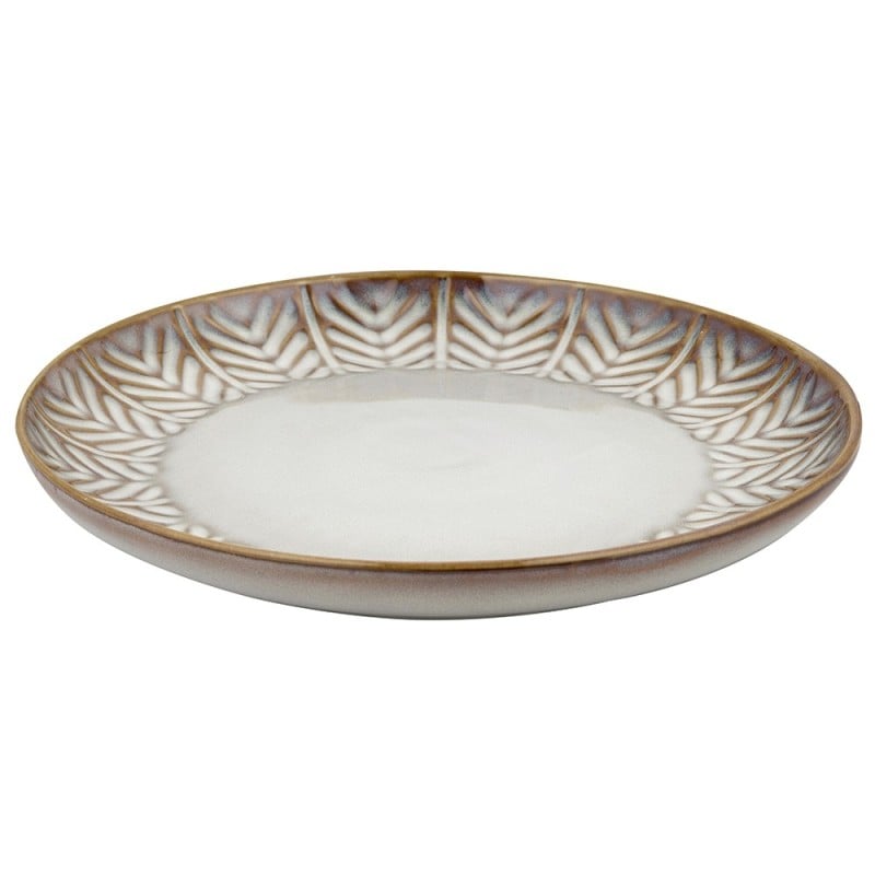 Serwis obiadowy porcelanowy Florina Lehti 42 elementy zestaw talerzy salaterek kubków filiżanek dla 6 osób liście