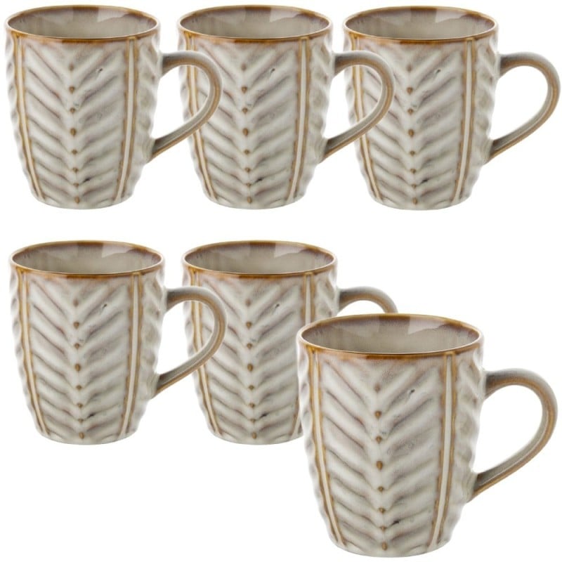 Serwis obiadowy porcelanowy Florina Lehti 42 elementy zestaw talerzy salaterek kubków filiżanek dla 6 osób liście