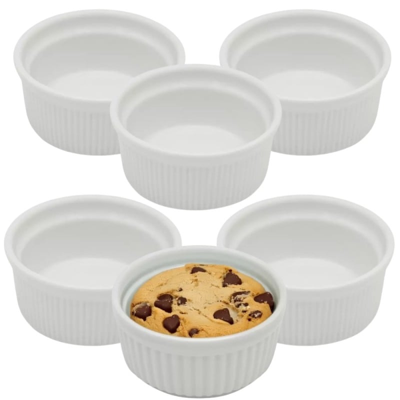 Kokilki do zapiekania 250 ml ramekin zestaw 6 sztuk salaterki miseczki pojemniki porcelanowe Brulee Tragar