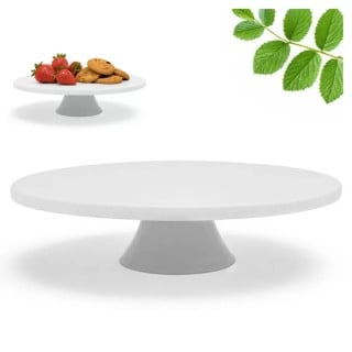 Patera porcelanowa 28 cm biała na ciasto i tort na nóżce Tragar