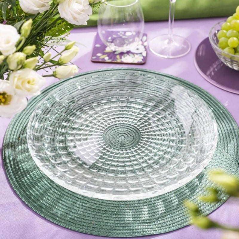 Talerzyki deserowe 17 cm i patera 28 cm szklane Altom Panteon zestaw 7 sztuk spodek na ciasto deser