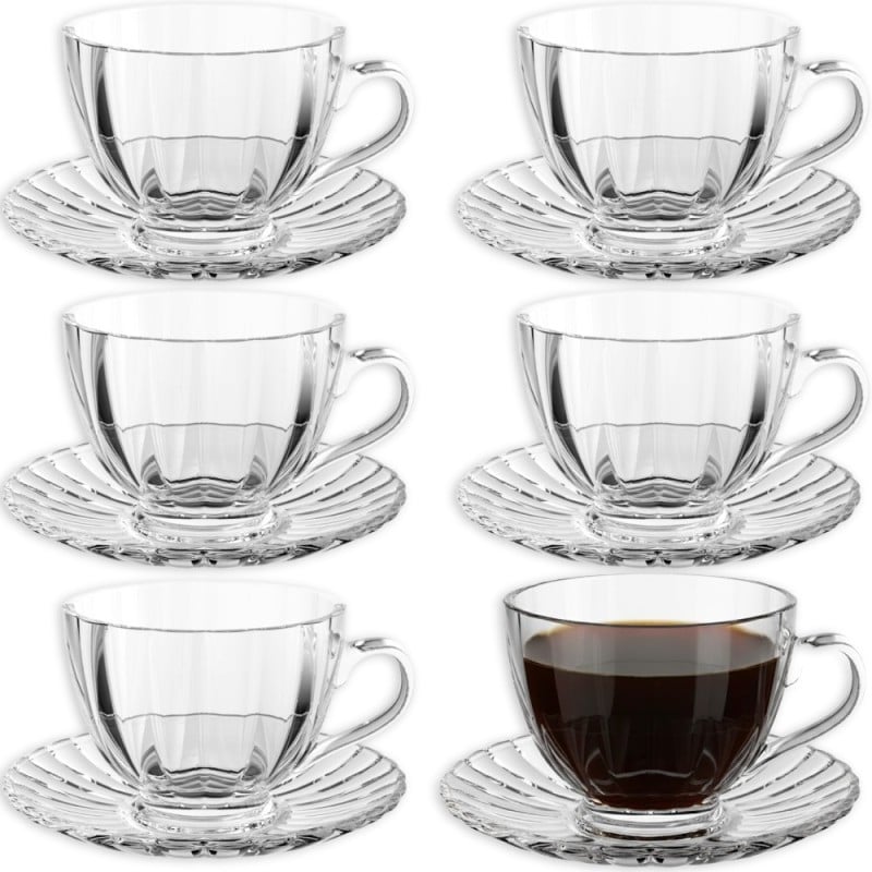 Filiżanki 250 ml ze spodkami do kawy herbaty na 6 osób serwis kawowy Florina Sorrento zestaw 6 sztuk
