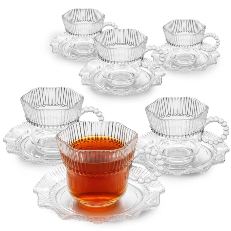 Filiżanki 200 ml ze spodkami do kawy herbaty na 6 osób serwis kawowy Altom Design Vivienne zestaw 6 sztuk Filiżanki 200 ml ze spodkami do kawy herbaty na 6 osób serwis kawowy Altom Design Vivienne zestaw 6 sztuk