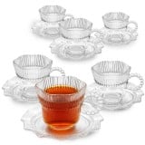 Filiżanki 200 ml ze spodkami do kawy herbaty na 6 osób serwis kawowy Altom Design Vivienne zestaw 6 sztuk