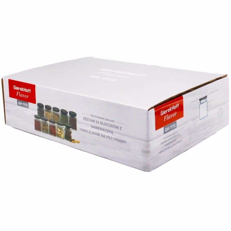 Zestaw 24 słoiczków na przyprawy GierekHoff Flavor GH 1112 pojemniki z naklejkami i nabierakiem