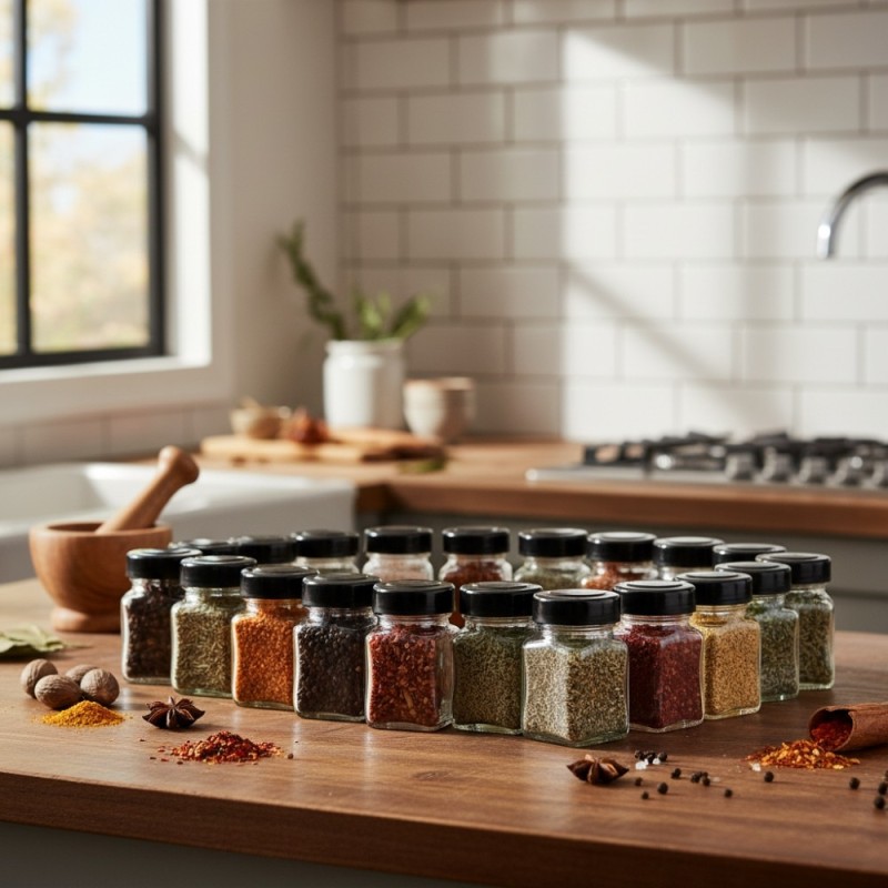 Zestaw 24 słoiczków na przyprawy GierekHoff Flavor GH 1112 pojemniki z naklejkami i nabierakiem