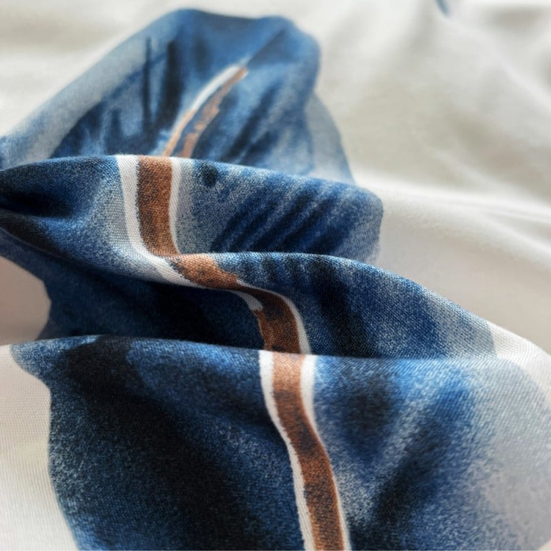 Pościel 160x200 bawełna satynowa dwustronna GierekHoff gruba 3 części GH 3099 biało niebieska w pióra