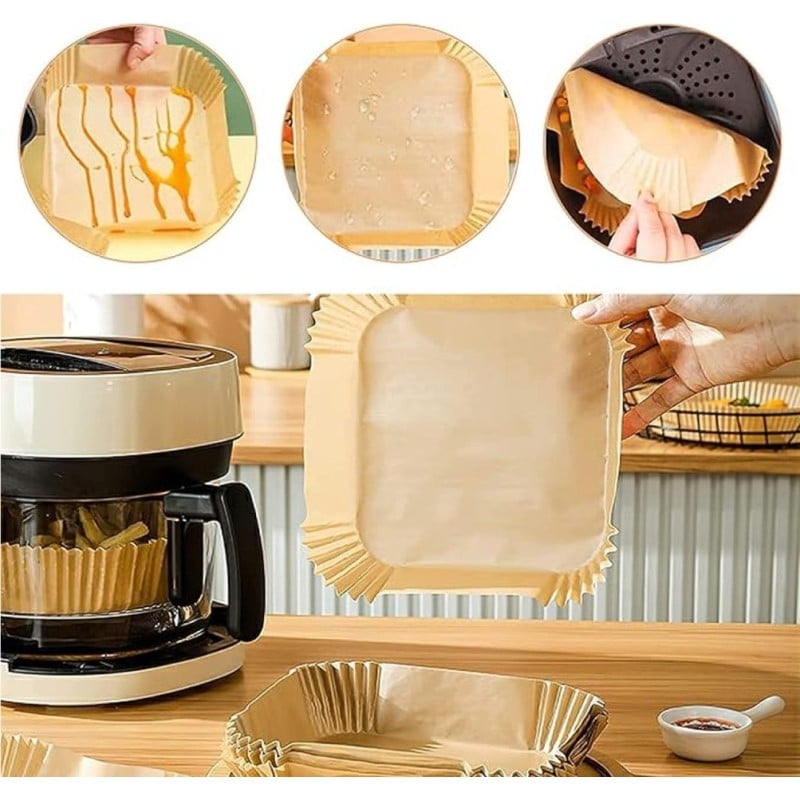 Wkłady papierowe 20x20 cm 100 szt do frytkownicy beztłuszczowej air fryer
