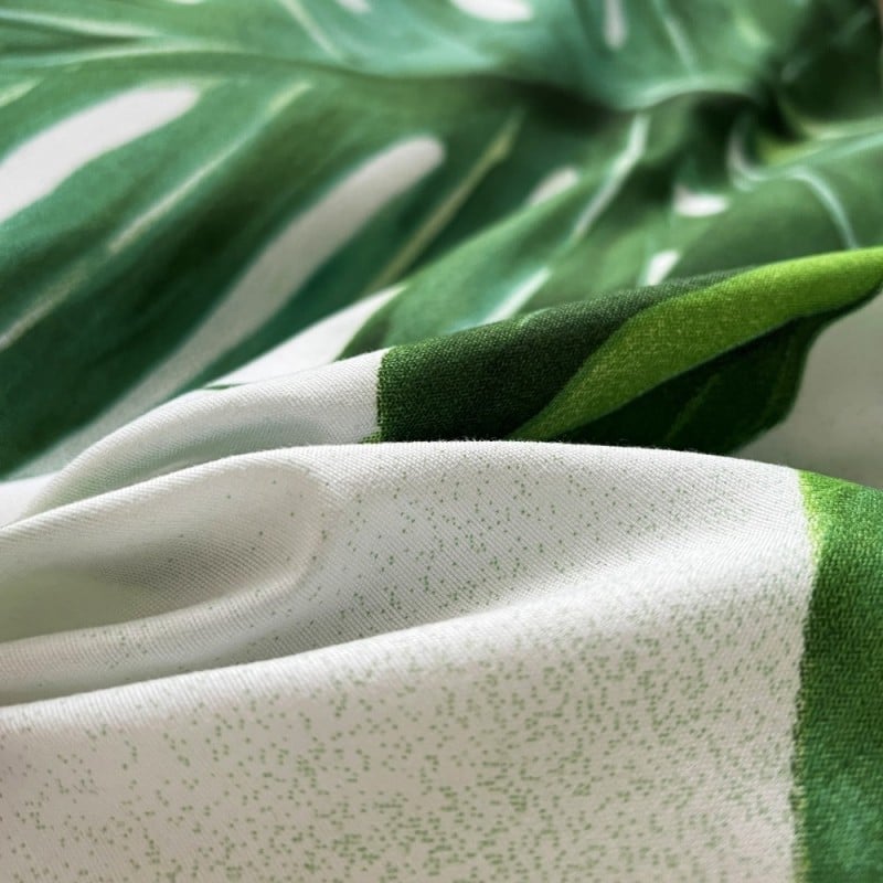 Pościel 160x200 bawełna satynowa dwustronna GierekHoff gruba 3 części GH 3105 liście monstery