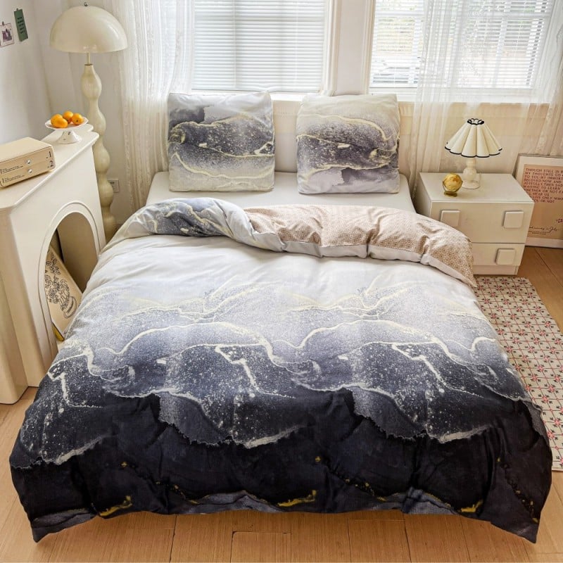 Pościel 140x200 bawełna satynowa dwustronna GierekHoff gruba 2 części GH 3109 marmur