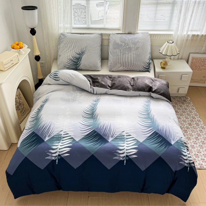 Pościel 140x200 bawełna satynowa dwustronna GierekHoff gruba 2 części GH 3110 paprocie