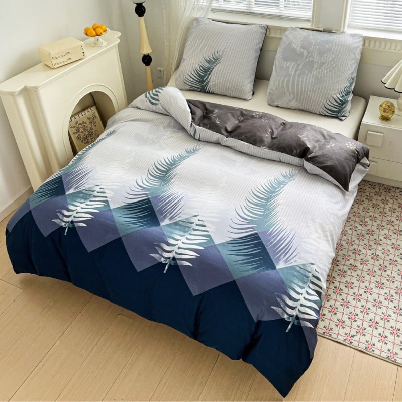 Pościel 160x200 bawełna satynowa dwustronna GierekHoff gruba 3 części GH 3110 paprocie