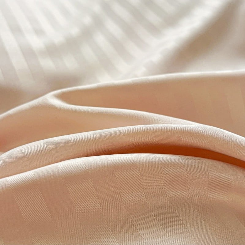 Pościel 140x200 adamaszek bawełna satynowa GierekHoff gruba 2 części GH 3113 hotelowa beżowa w paski