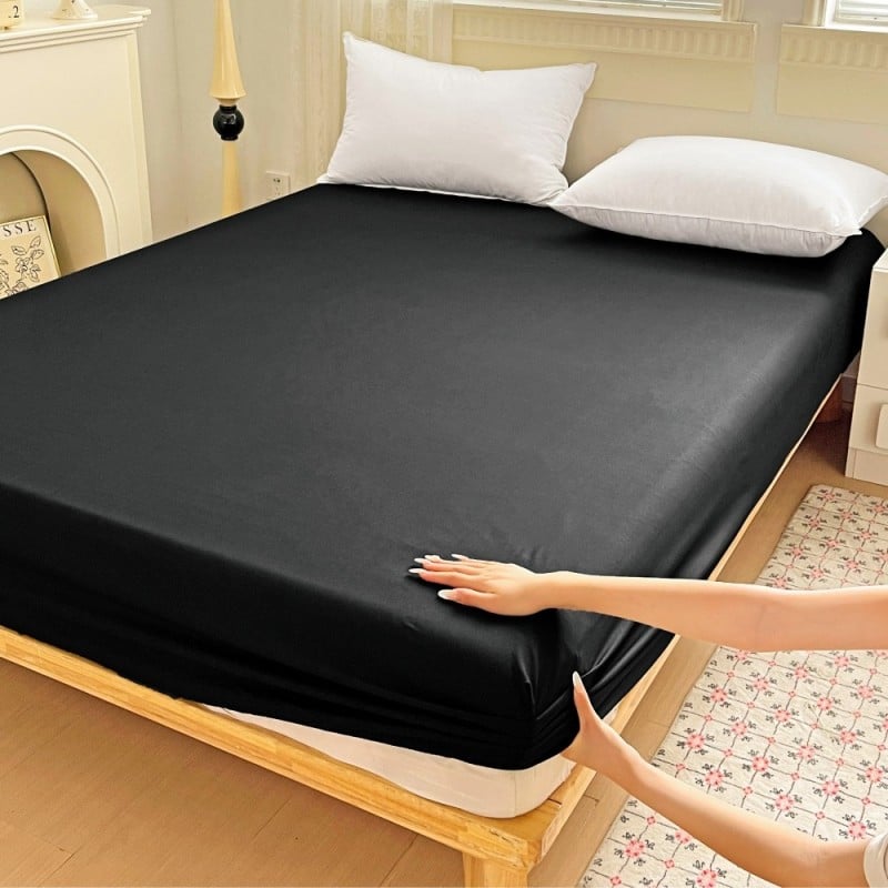 Prześcieradło 180x200 z gumką z mikrofibry GierekHoff grube czarne