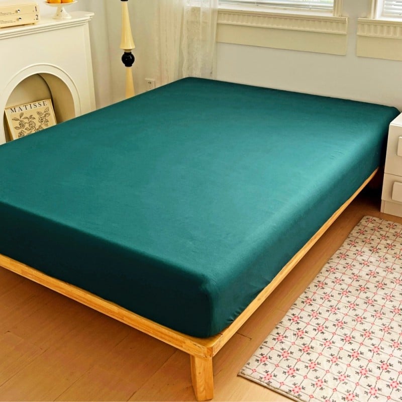 Prześcieradło 180x200 z gumką z mikrofibry GierekHoff grube butelkowa zieleń