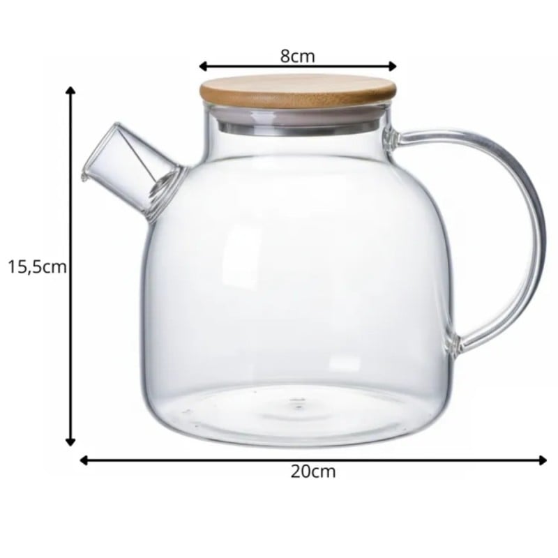 Szklany dzbanek do herbaty i naparów ziołowych z sitkiem i pokrywką 1,5 l Tragar