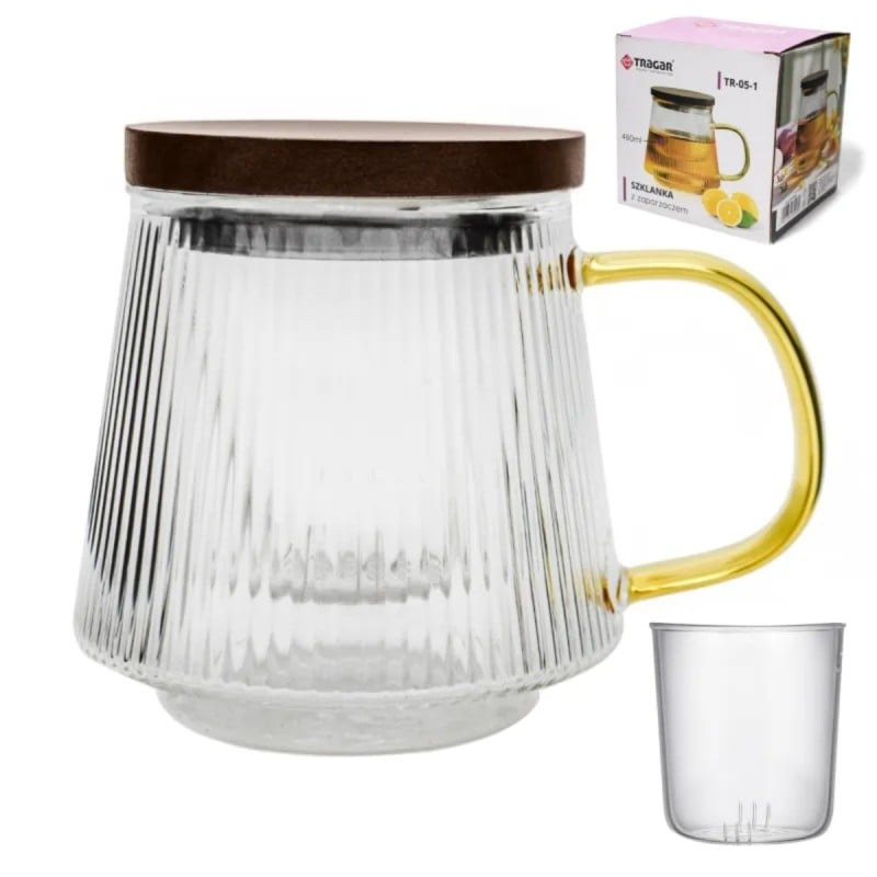 Szklanka z zaparzaczem do herbaty i naparów ziołowych z pokrywką 480 ml Tragar