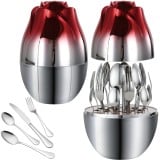 Komplet sztućców stal nierdzewna połysk Rosa Bella zestaw 24 elementy organizer kwiat jajko RB 731