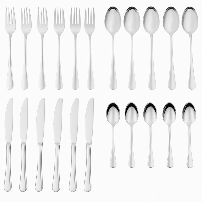 Komplet sztućców stal nierdzewna połysk Rosa Bella zestaw 24 elementy organizer kwiat jajko RB 731