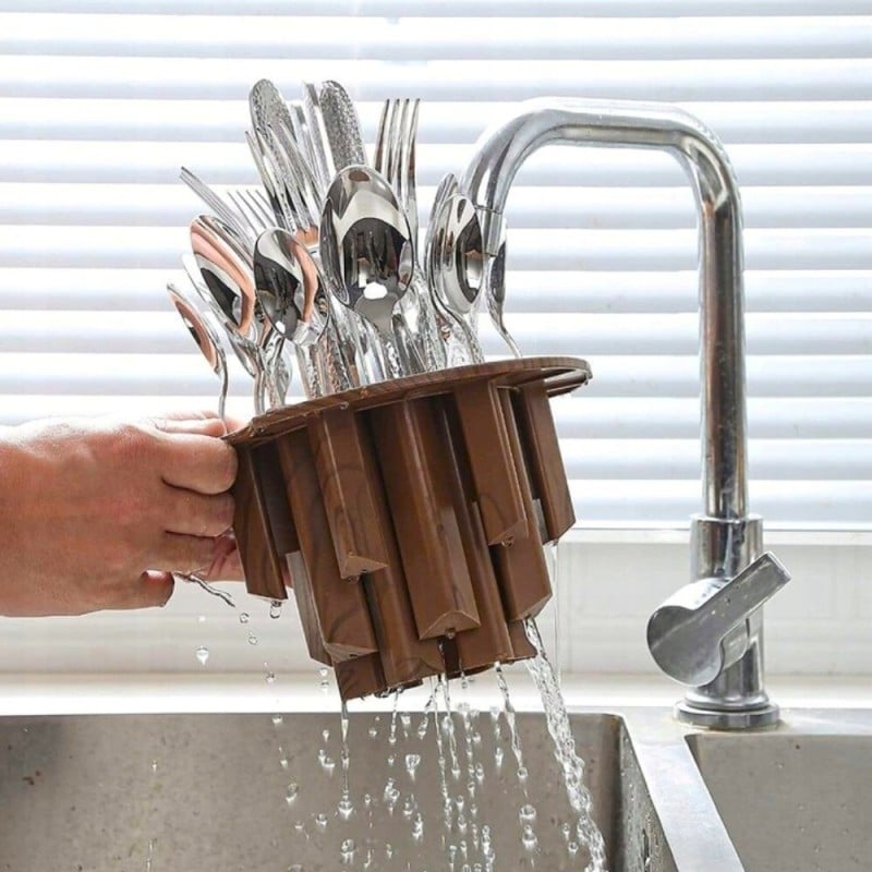 Komplet sztućców stal nierdzewna połysk Rosa Bella zestaw 24 elementy organizer kwiat jajko RB 735