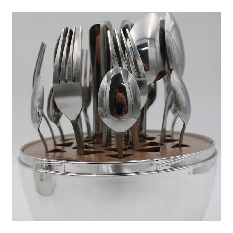 Komplet sztućców stal nierdzewna połysk Rosa Bella zestaw 24 elementy organizer kwiat jajko RB 735