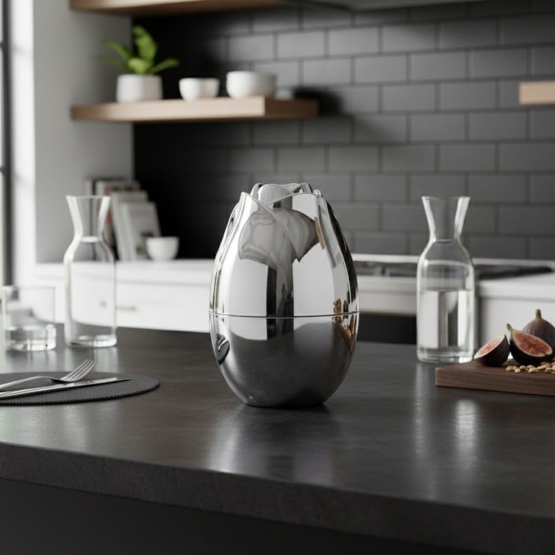 Komplet sztućców stal nierdzewna połysk Rosa Bella zestaw 24 elementy organizer kwiat jajko RB 735