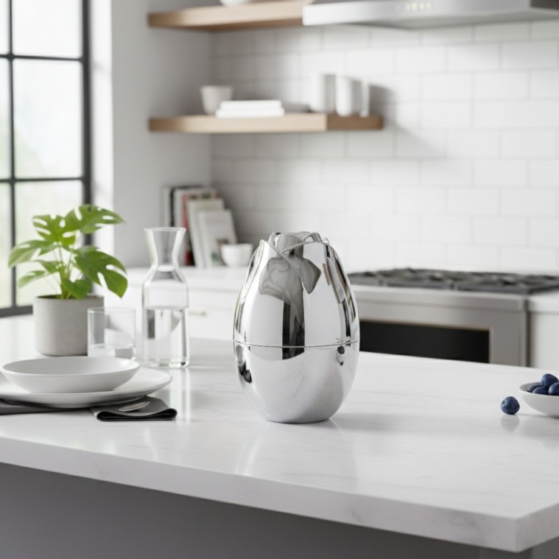 Komplet sztućców stal nierdzewna połysk Rosa Bella zestaw 24 elementy organizer kwiat jajko RB 735