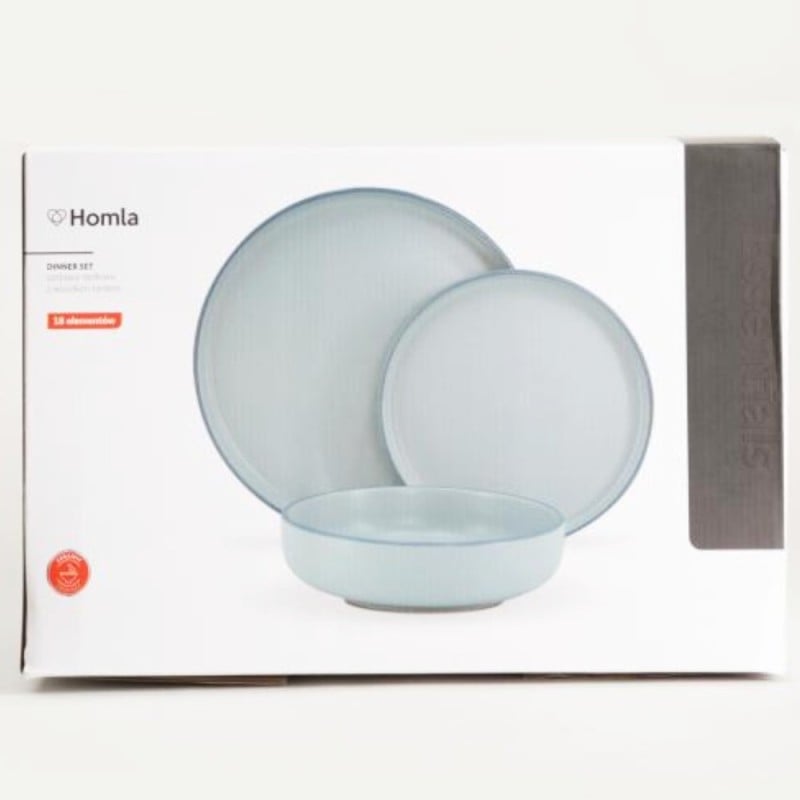 Serwis obiadowy 18 elementów Homla Mavi kamionka zestaw talerzy dla 6 osób niebieski