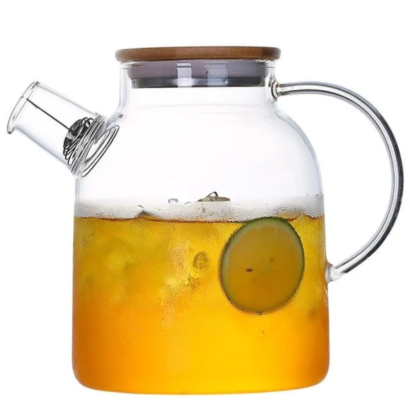 Szklany dzbanek do herbaty i naparów ziołowych z sitkiem i pokrywką 1,8 l Tragar