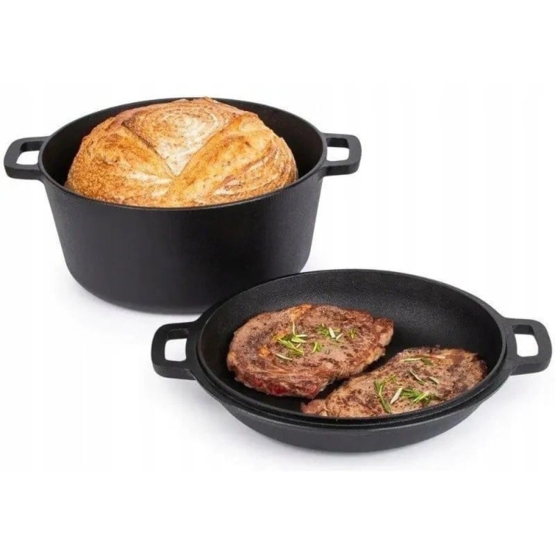 Garnek żeliwny 26 cm brytfanna 2w1 okrągła 4.5L na indukcję gaz Krisberg KR 7702