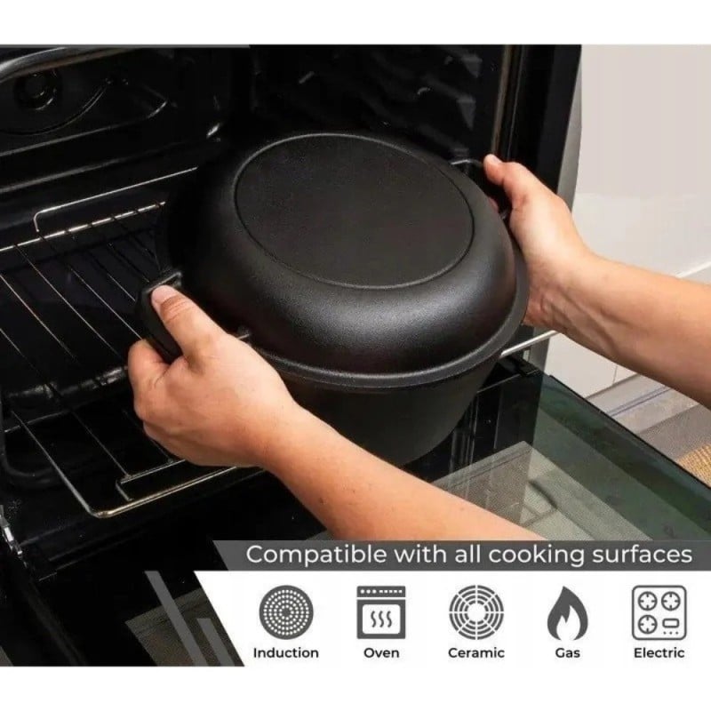 Garnek żeliwny 26 cm brytfanna 2w1 okrągła 4.5L na indukcję gaz Krisberg KR 7702