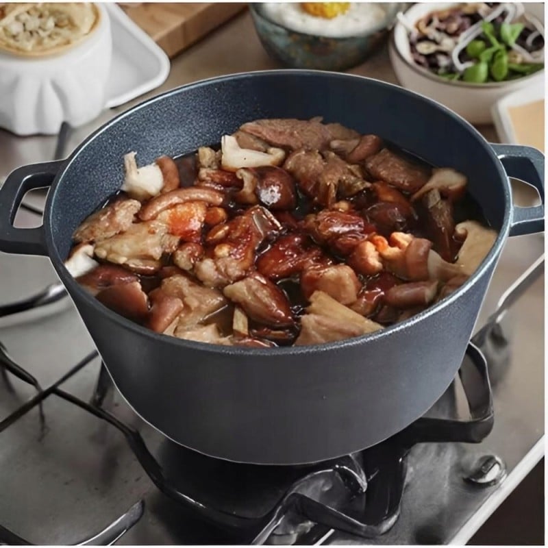 Garnek żeliwny 26 cm brytfanna 2w1 okrągła 4.5L na indukcję gaz Krisberg KR 7702