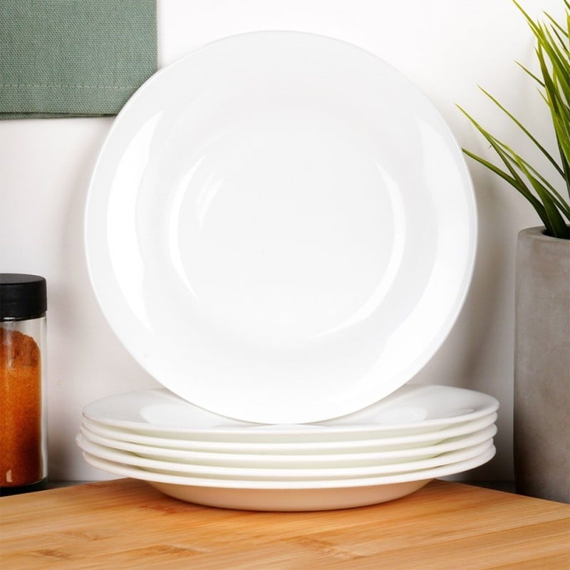 Serwis obiadowy 18 elementów Vilde White szklane talerze zestaw talerzy dla 6 osób białe