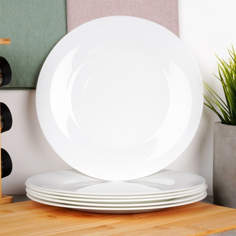 Serwis obiadowy 18 elementów Vilde White szklane talerze zestaw talerzy dla 6 osób białe