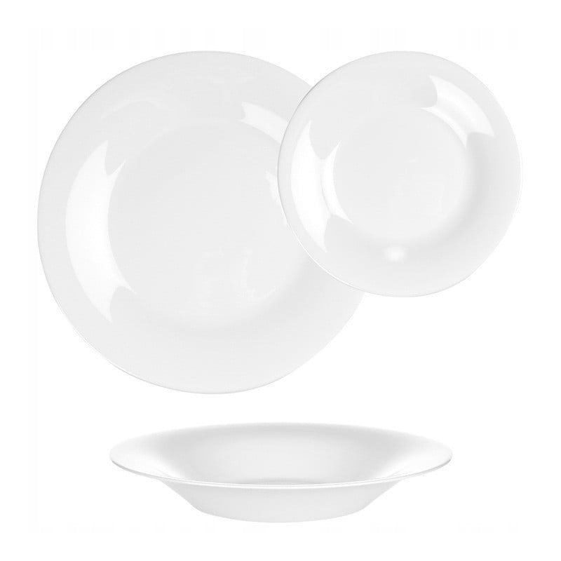 Serwis obiadowy 18 elementów Vilde White szklane talerze zestaw talerzy dla 6 osób białe