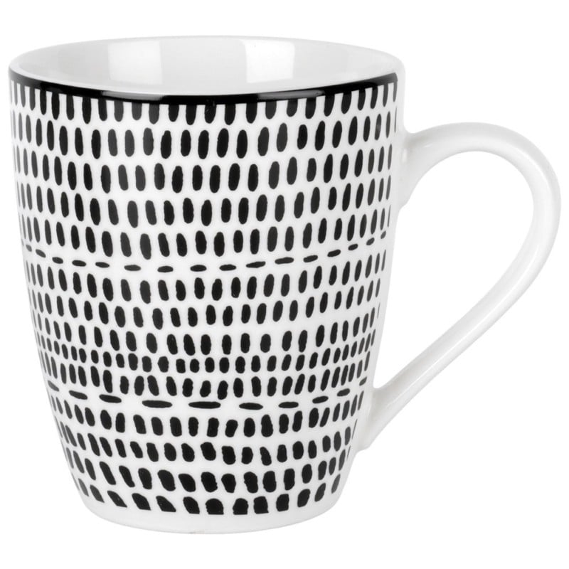 Serwis obiadowy 16 elementów Staccato porcelana zestaw talerzy kubków dla 4 osób talerze czarno-białe